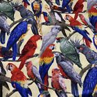 Halber Hof lebender Wunder tropische Vögel Papagei Aras Kakadu Baumwollstoff 