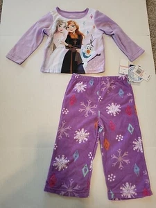 Disney Frozen 2T Pyjama 2-teiliges Set Hose & Shirt Neu mit Etikett Elisa Anna Fleece - Bild 1 von 9