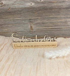 Geschenk Geschenkidee Geburtstag Schwester Herz Klötzchendeko Holz Dankeschön - Bild 1 von 12