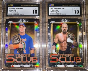 2021 John Cena + Triple H Topps Chrome WWE 5 Timers Club CSG 10 LOT Refractor - Picture 1 of 3