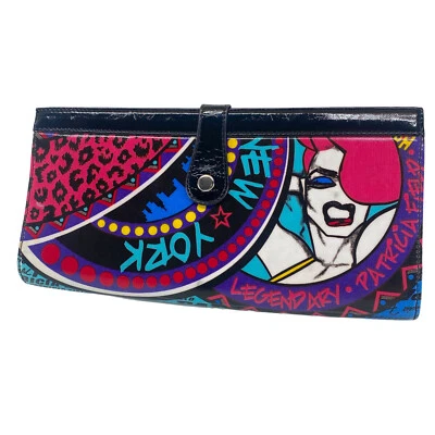 Sex And The City Patricia Field Purse New York Patent Vinyl Leopard Lined Clutch - Image 1 of 4