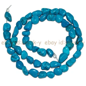 8-12mm Natural Blue Turquoise Irregular Freeform Gems Loose Beads 15'' Strand  - Picture 1 of 4