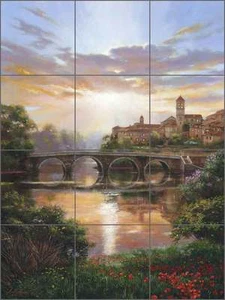 Piastrella ceramica murale cucina backsplash Mirkovich paesaggio fluviale toscano NMA080 - Foto 1 di 1