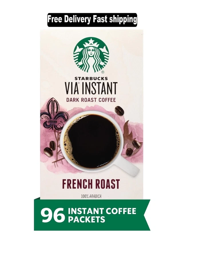 Starbucks Via Instant Coffee Dark Roast Coffee French Roast 100% Arabica 12 B... - Image 1 of 4