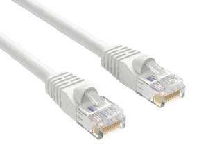 Cat5e UTP Snagless Patch Cable, White - 1/2/3/5/6/7/10/14/15/25/35/50/75/100 ft - Picture 1 of 1