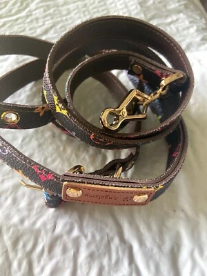 Lujo Perro Marrón Varios Colores Monograma Collar con Correa a Juego Conjunto Combo Foto 1 de 2