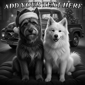 Christmas Laser Engraved Dogs Celebrating Wood Plaque 10x10 Personalized Gift - Picture 1 of 11