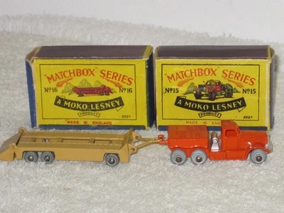 Matchbox Moko Lesney No.15a Diamond T Prime Mover & No.16a  Transporter Trailer Foto 1 de 4