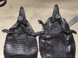 Pelle di coccodrillo vera pelle di alligatore nascondi esotica morbida pelliccia fai da te artigianato nero - Foto 1 di 12