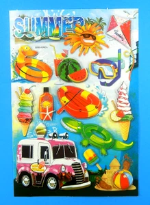 Summer Vacation Ice Cream Truck 3D Pop Up Stickers Sheet Crafter's Square - Picture 1 of 3