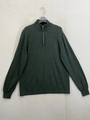 Pronto Uomo Sweater Men’s XL Green Extra Fine Merino Wool 1/4 Zip Career - Image 1 of 4