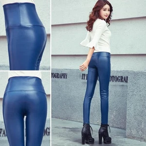 Damen Winter Warm Fleece Gefüttert Leder Wetlook Leggings Skinny Stretch Hose - Bild 1 von 29