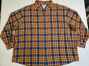 Duluth Mens 4XL Relaxed Fit Plaid Flannel Shirt Blue Yellow Orange Gorp Core - Picture 1 of 3