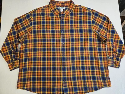 Duluth Mens 4XL Relaxed Fit Plaid Flannel Shirt Blue Yellow Orange Gorp Core - Image 1 of 3