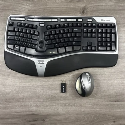 Teclado Ergonómico Inalámbrico Natural Microsoft Modelo 1118 Mouse y Dongle Ver Desc Foto 1 de 4