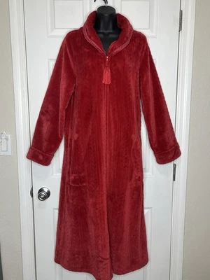 Bata Aria para mujer talla M cremallera completa polar ropa para dormir ocio salón suave roja Foto 1 de 4
