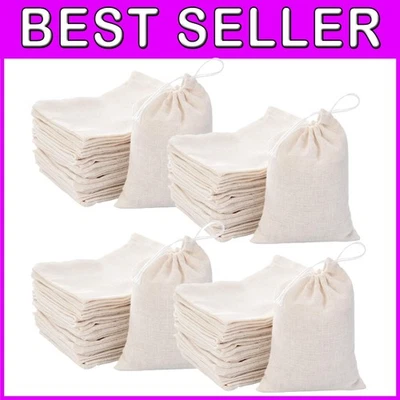 400 Natural Cotton Drawstring Bags for Gifts, Crafts, and Home Organization - Image 1 of 4