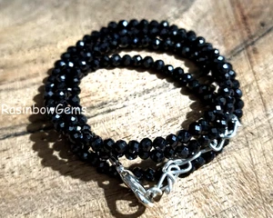 AAA+ Quality Natural Black Diamond Beads, Faceted Black Diamond Rondelle Beads - Picture 1 of 4