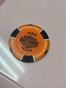 🟧 Harley Davidson PARIS TEXAS Poker Chip Orange - Picture 1 of 2