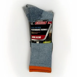 3pk Dickies Midweight Wool Blend Steel Toe Crew Performance Thermal socks 6-12 - Picture 1 of 2