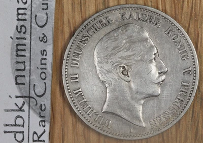 1898A German States - Prussia - 5 Mark - Silver - KM523 - VF - Very Fine - Image 1 of 3