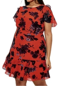 Damen Kleid Größe 26 Orange Marine Blumenmuster Bindegürtel von Oasis Neu - Bild 1 von 9