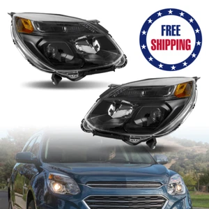 Headlights Pair For 2016-2017 chevy Equinox Halogen Black Headlamps Assembly Set - Picture 1 of 10