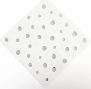 Silver Metallic Polka Dot Luncheon Napkins, Party Supplies - Picture 1 of 1