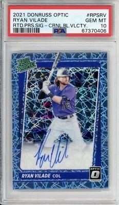 2021 Optic Rated Prospect Carolina Blue Velocity /25  Ryan Vilade Auto PSA 10 - Image 1 of 2