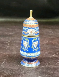 Vintage Cloisonné Toothpick/Matchstick Holder W/Lid, EUC, Charming - Picture 1 of 7