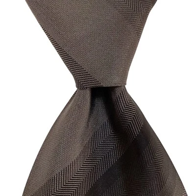 BURDI Chicago 男式丝绸领带意大利设计师条纹花卉灰色/黑色二手状况完好 — 第 1/3 张图片