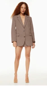 Aritzia Babaton Agency Relaxed Single-Breast Wool Blazer Tundra Taupe Sz Lge New - Picture 1 of 12