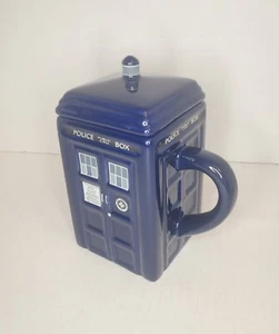 Dr. Who Tardis Police Call Box Mug Zeon BBC Ceramic Blue Coffee Teacup with Lid - Picture 1 of 7