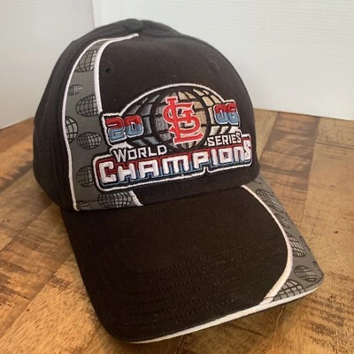 2006 World Series Champions STL Cardinals MLB Black Hat Cap New Era Stretch OSFA - Image 1 of 4