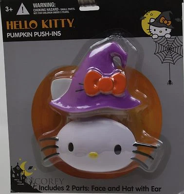 Halloween Sanrio Hello Kitty Pumpkin Push In 2 Piece Face & Hat with Ear NIP - Image 1 of 2