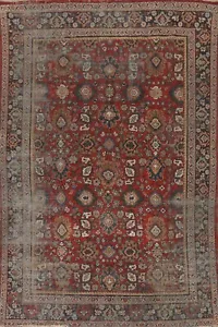 Antique Floral Traditional Red/ Navy Blue Wool Hand-knotted Living Room Rug 7x10 - Picture 1 of 12