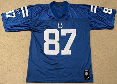 Camiseta deportiva de fútbol americano de colección Reebok REGGIE WAYNE #87 Indianapolis Colts para hombre L azul NFL Foto 1 de 4
