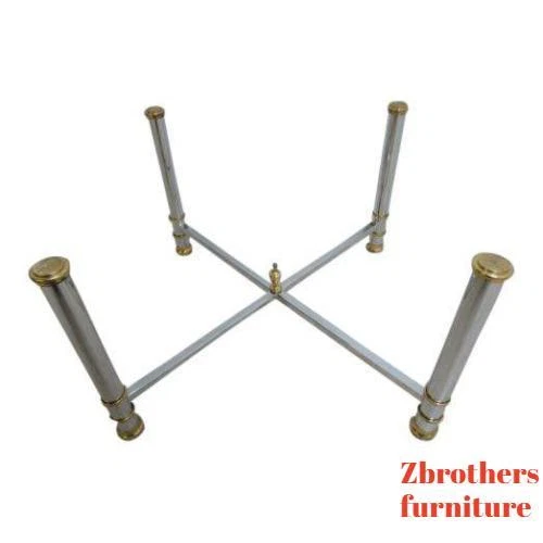 Vintage French Regency Chrome Brass Coffee Table Base - Image 1 of 4
