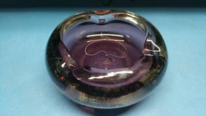 Vintage MCM Colored Glass Ashtray Heavy Round 6" Murano?? Almost 4 Pounds. - Picture 1 of 8