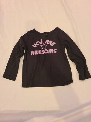 Camisa de manga larga negra de segunda mano Okie Dokie para niñas You Are Awesome talla 4T Foto 1 de 2