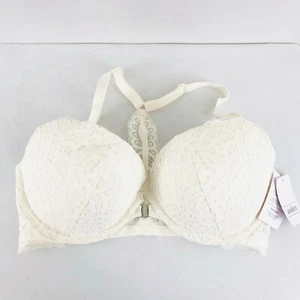 Auden Bra The Radiant Plunge Push-Up Lace Front Closure Lace Overlay Ivory 34D - Picture 1 of 5