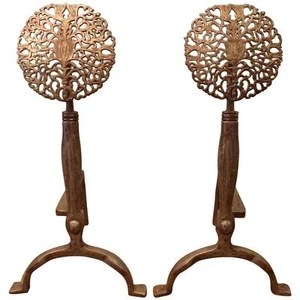 Pair of Arts & Crafts Andirons in the Style of Ernest Gimson - Picture 1 of 4