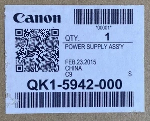 Canon iP6000 series Power Supply Assembly, Qk1-5942-000 , NEW, GENUINE - Picture 1 of 2