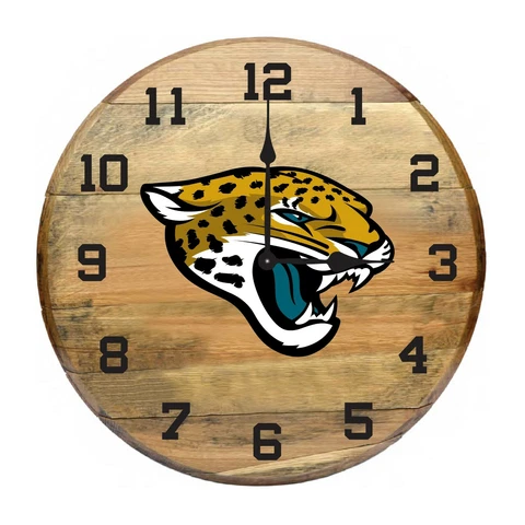 JACKSONVILLE JAGUARS AUTHENTIC OAK BARREL 21" CLOCK Cover