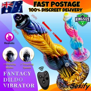 Fantasy Dildo Knot Liquid Silicone Thrusting Dildo Huge Vibrator Big Sex Toy - Picture 1 of 17