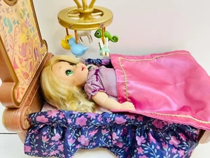 Disney Animators Rapunzel Doll Bed Crib Baby Mobile Set Tangled Playset 16" Toy - Bild 1 von 9