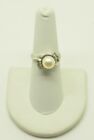 10K White Gold Pearl Ring w Diamond Accents 0.12 CT 6.25 GOLD-2569