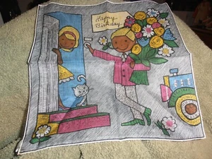 Vintage A Skandia Hankie  1963  HAPPY BIRTHDAY  sweetheart series - Picture 1 of 2