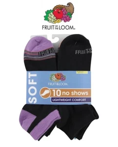 Fruit of the Loom Women's Everyday Soft No Show Socks 10 Pair, 8-12 Large - Picture 1 of 4