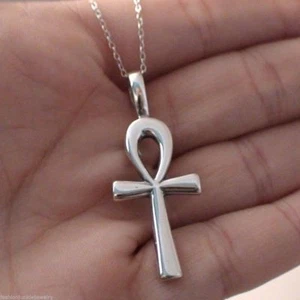 Ankh Necklace - 925 Sterling Silver - Egyptian Key of Life Symbol Pendant  - Picture 1 of 3